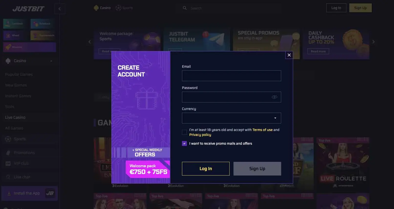 justbit casino Gameplay